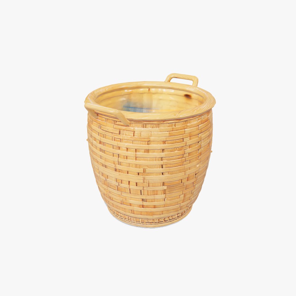 Cedar Wood Basket with Ergonomic Handles model pack